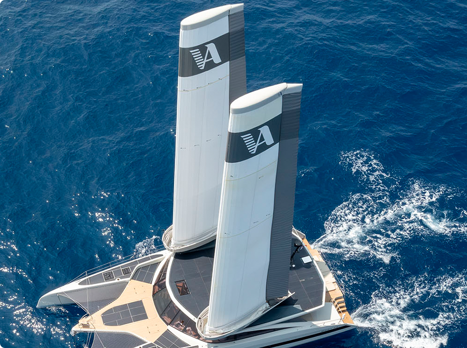 Catamaran equipped with an Aeroforce wing