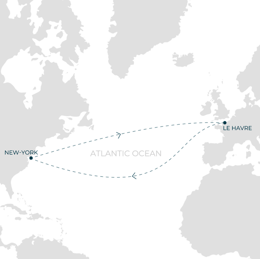 Transatlantic route New York - Le Havre