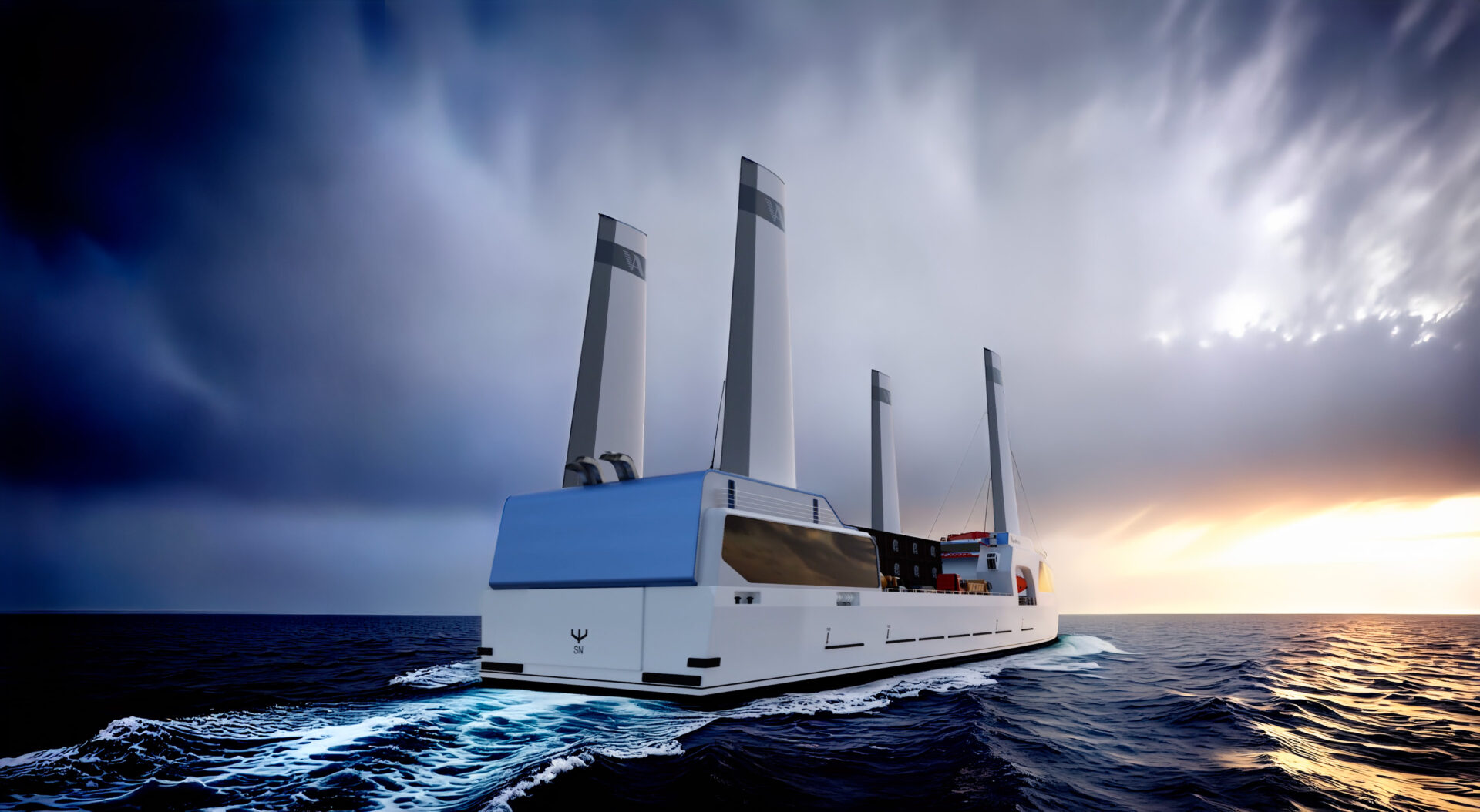Aeroforce wing on vessel, rear view